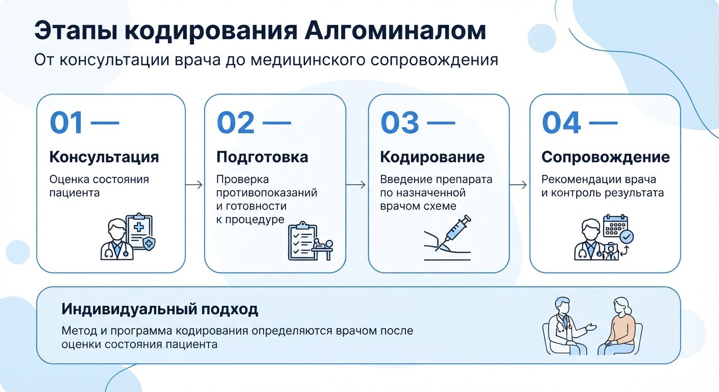 Кодирование препаратом «Алгоминал» в Черноголовке инфографика